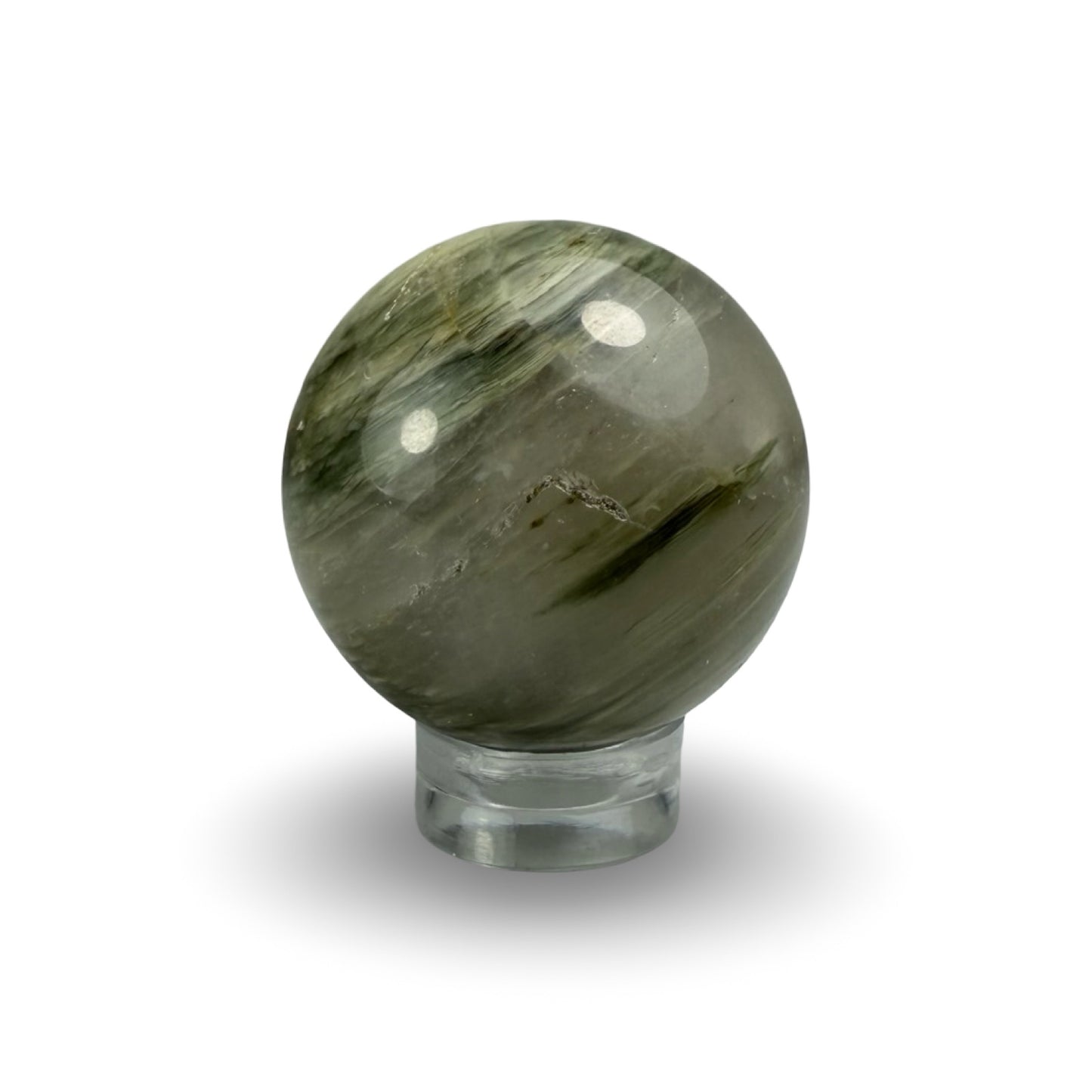 Green Hair Jasper Spheres 30mm
