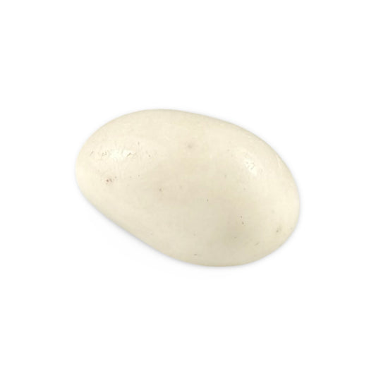 Tumbled Dolomite crystal on white background, showing soft earthy tones